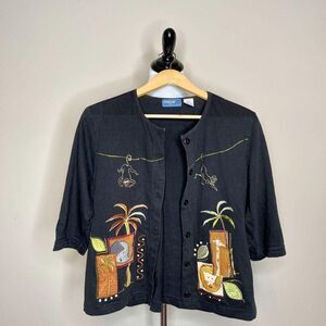 Vintage Grandma‎ Cottage Animal Sweater Cardigan L